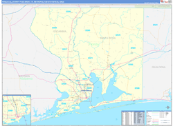 Pensacola-Ferry Pass-Brent Metro Area Wall Map Basic Style 2024